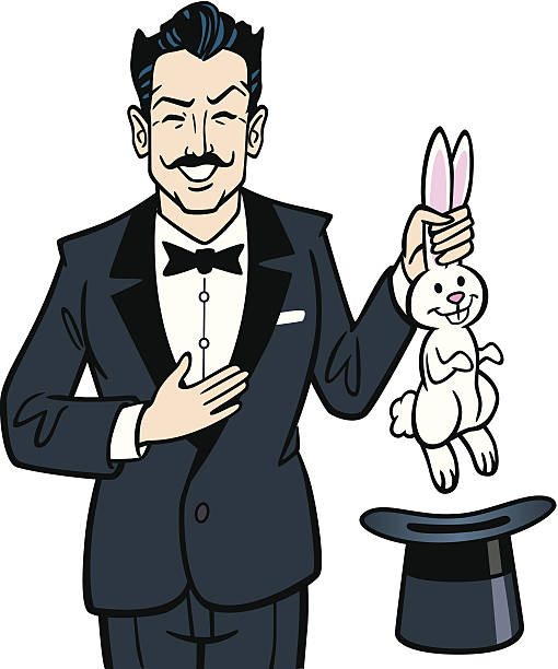 Vintage Magician With Rabbit Great illustration of a vintage magician pulling a rabbit from his hat. Perfect for a magic show illustration. EPS and JPEG files included. Be sure to view my other illustrations, thanks! rabbit hat stock illustrations