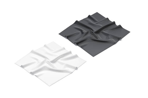 istock Blank black and white twill silk scarf mockup, side view 1659650745