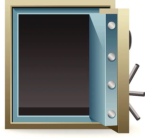 Vector illustration of Cartoon illustration of empty open safe