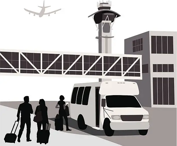 Vector illustration of Hotel'n Airport Vector Silhouette