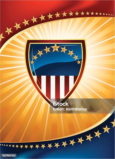 Vetores de Patrióticas Shield Fundopolítica Ou De Esportes e mais imagens de 4 de Julho - 4 de Julho, Azul, Bandeira Norte-Americana