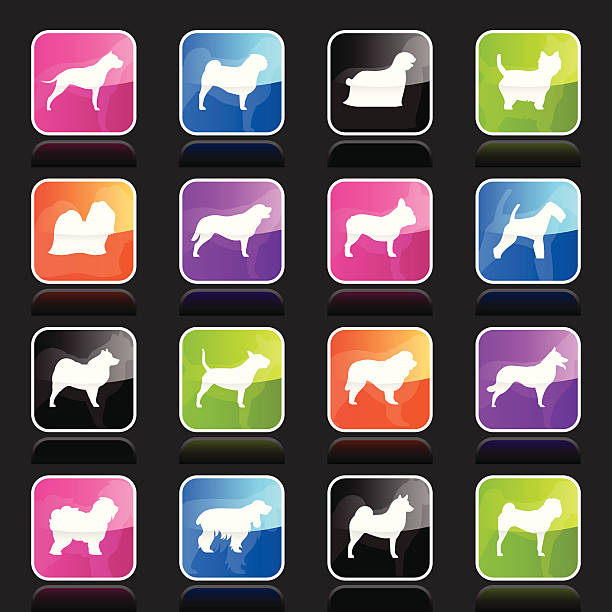 ubergloss icons-hund - dog malamute sled dog bulldog stock-grafiken, -clipart, -cartoons und -symbole
