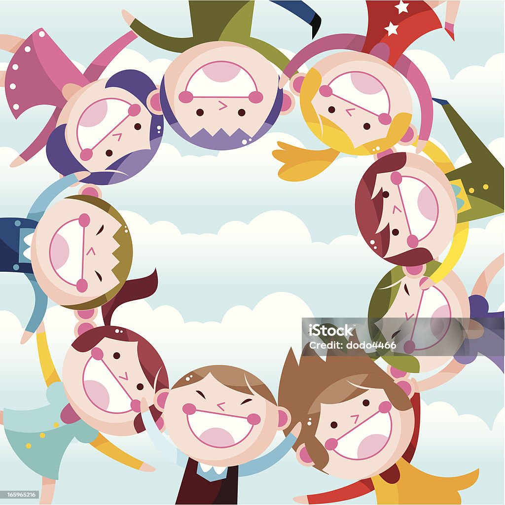 Happy kids "9 Happy kids around a circle,vector illustration" Child stock vector