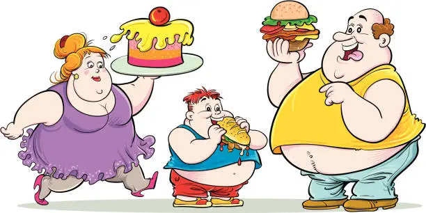 Vector illustration of Overweight family