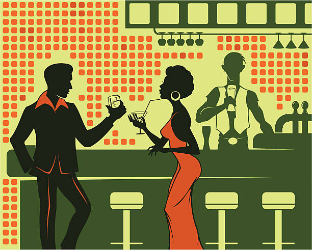 illustrazioni stock, clip art, cartoni animati e icone di tendenza di riunione presso il bar - nightlife party group of people martini