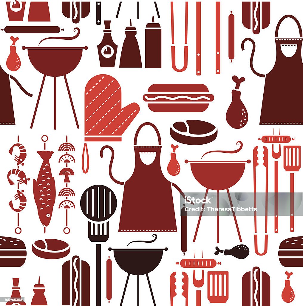 Barbecue Répétez le motif - clipart vectoriel de Gant de cuisine libre de droits