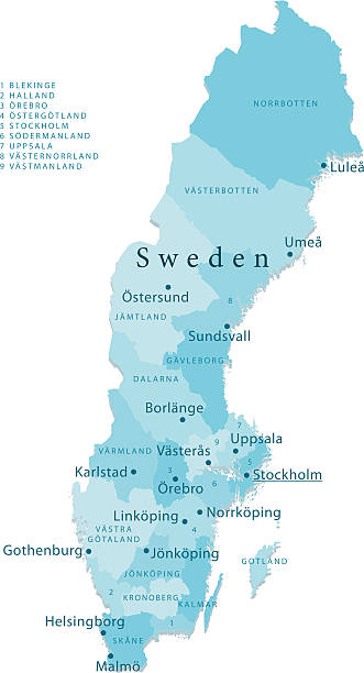 bildbanksillustrationer, clip art samt tecknat material och ikoner med sweden vector map regions isolated - göteborg