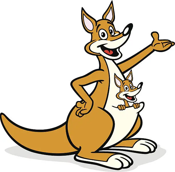 Vector illustration of Kangaroo With Baby