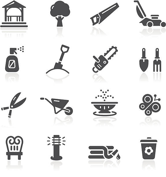 garten-tools & möbel-symbole - spurt stock-grafiken, -clipart, -cartoons und -symbole