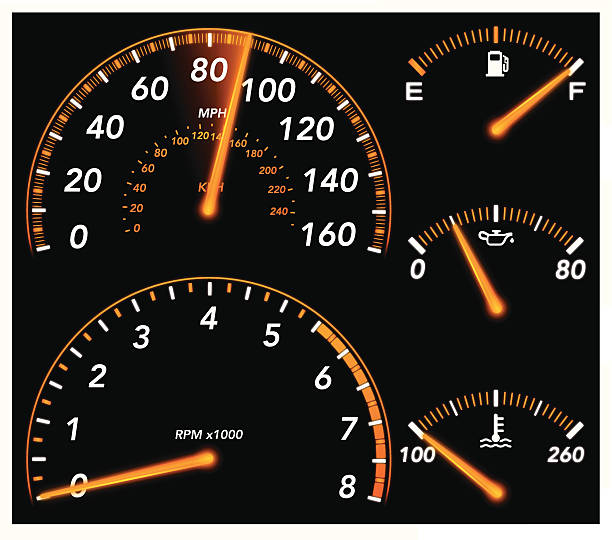 wskaźniki samochodu - kilometers per hour stock illustrations