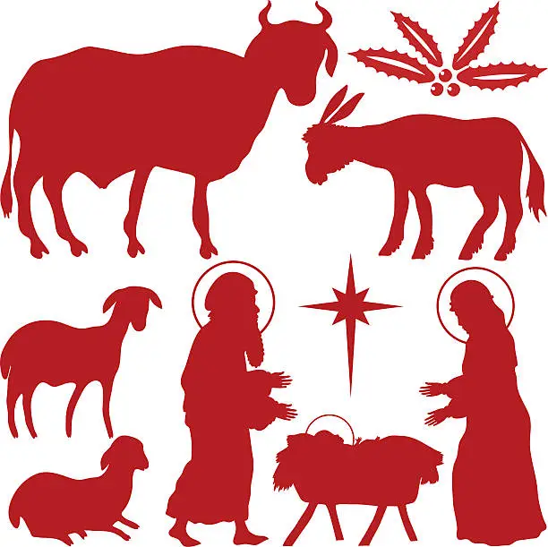 Vector illustration of Nativity silhouettes