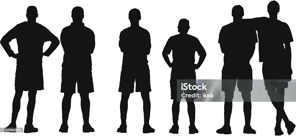 Rear view of sports team standing in a row Rear view of sports team standing in a rowhttp://www.twodozendesign.info/i/1.png Group Of People stock vector