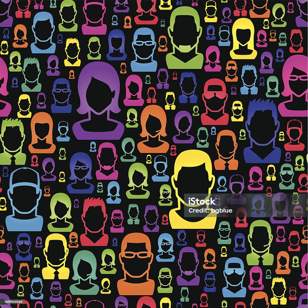 Abstract People Pattern Background Color People On Black Background Pattern Stock Illustration - Download ...
