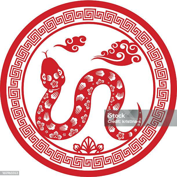 Papercut Chinese Zodiac Sign Snake Stock Illustration - Download Image Now - 2013, Chinese Culture, Chinese New Year