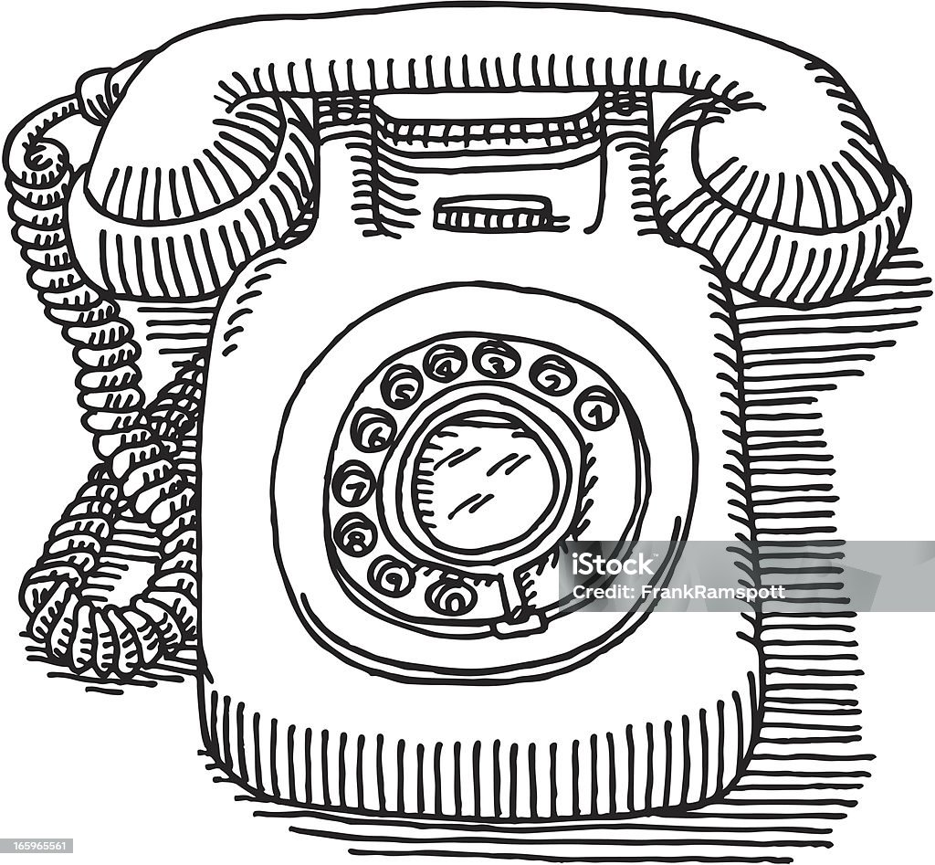 Classico disegno di telefono - arte vettoriale royalty-free di Disco combinatore