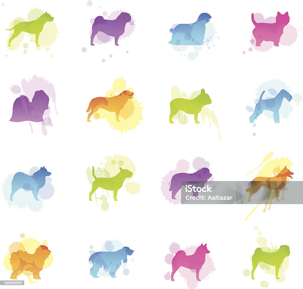 Manchas iconos de perros - arte vectorial de Pit Bull Terrier libre de derechos