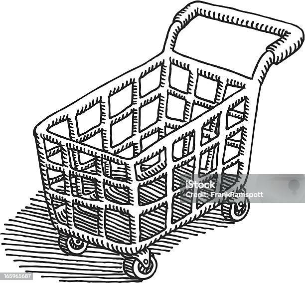 Desenho De Carrinho De Compras - Arte vetorial de stock e mais imagens de Comprar - Comprar, E-commerce, Comércio - Consumismo