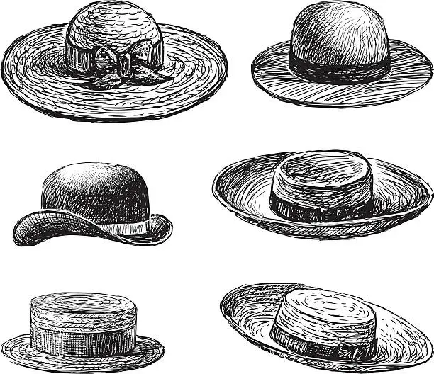Vector illustration of women's hats