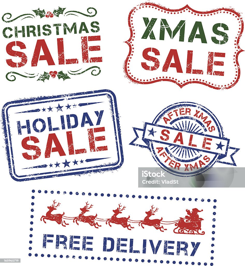 Rubber stamps - christmas sales Rubber stamps of Christmas and holiday sales. Rubber Stamp stock vector