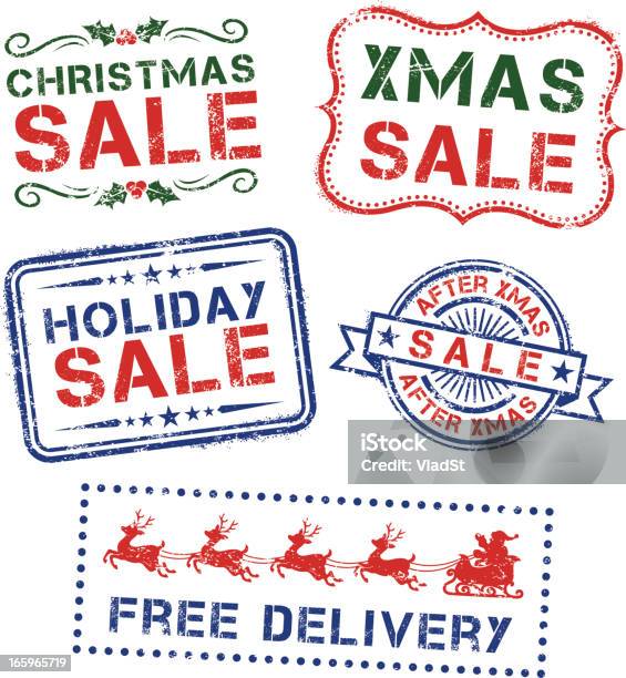 Rubber Stamps Christmas Sales Stock Illustration - Download Image Now - Rubber Stamp, Reindeer, Santa Claus