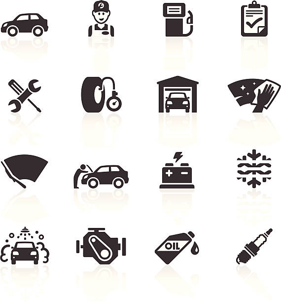 Car Maintenance & Care Icons Auto Maintenance & Care Icons. Layered & grouped for ease of use. Download includes EPS 8, EPS 10 and high resolution JPEG & PNG files. gas pump hand stock illustrations