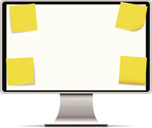 Vector illustration of Computer Screen with Sticky Notes