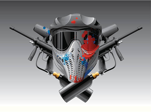 Paintball mask & guns Paintball mask & guns paintballing stock illustrations