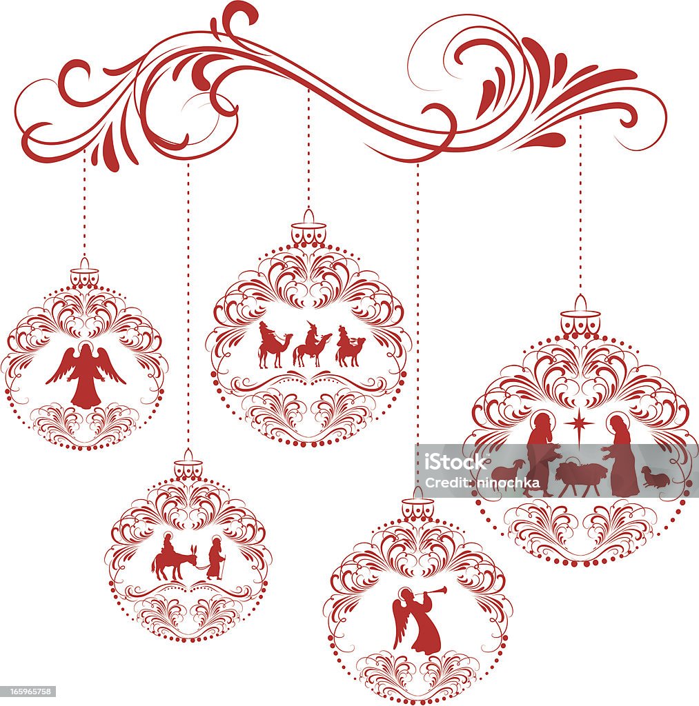 Nativity decorations Nativity decorations: Angels, Holy Family, Three Kings East stock vector