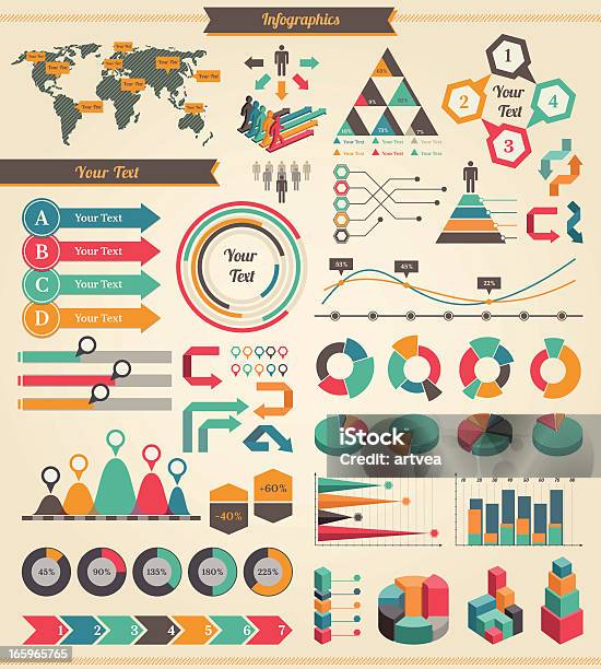 Vetores de Elementos De Infográficos e mais imagens de Sinal de Seta - Sinal de Seta, Projeção isométrica, Abstrato