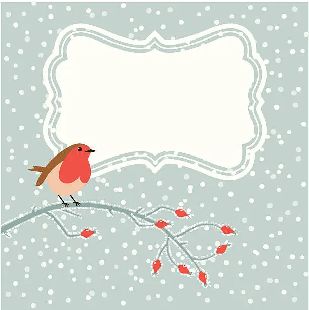 Vector illustration of Christmas bird card