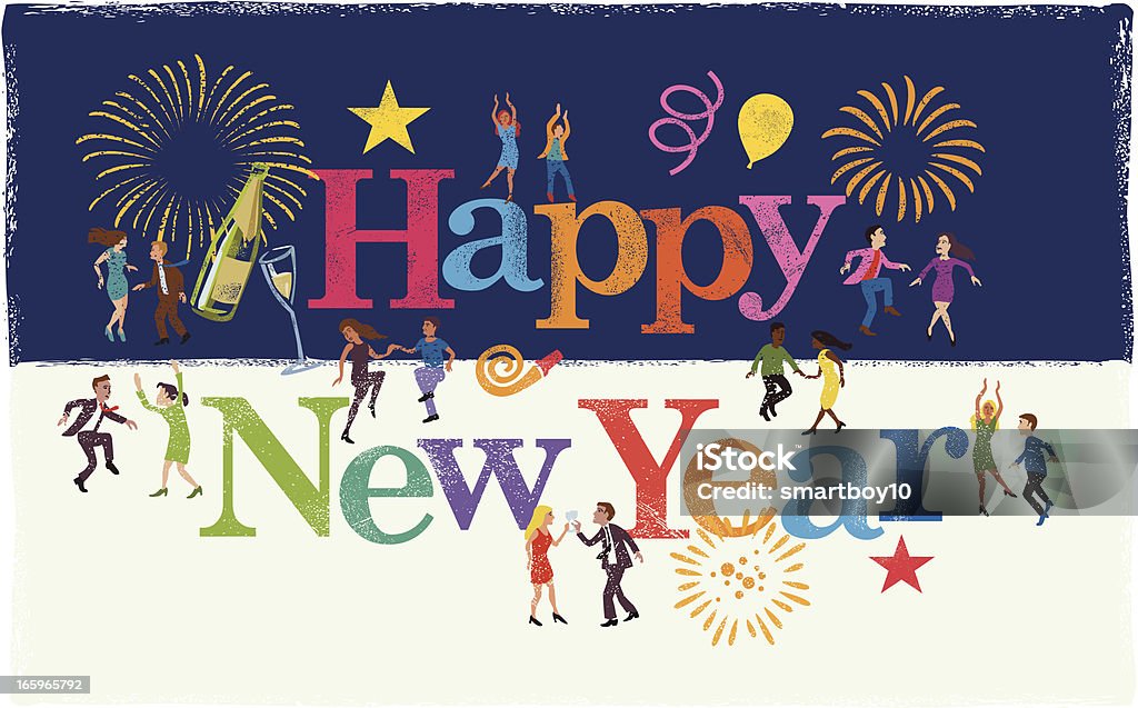 Felice anno nuovo - arte vettoriale royalty-free di Carattere tipografico