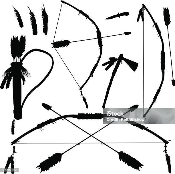 Bow And Arrow American Indian Weapons Stock Illustration - Download Image Now - Arrow - Bow and Arrow, Indigenous North American Culture, Tomahawk Axe