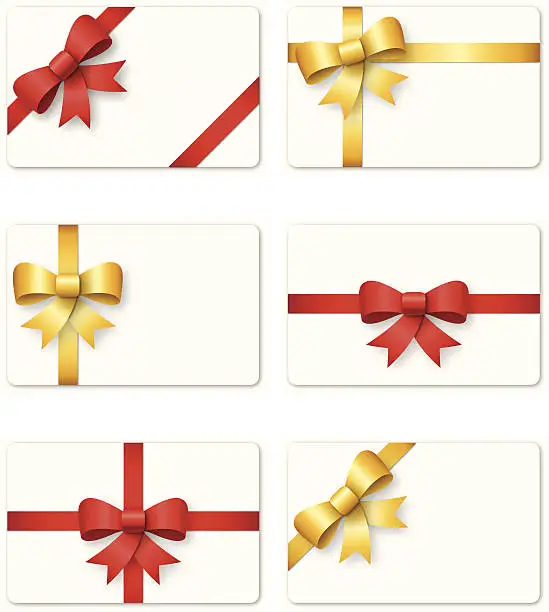Vector illustration of Set of gift cards with decorative bow ribbons