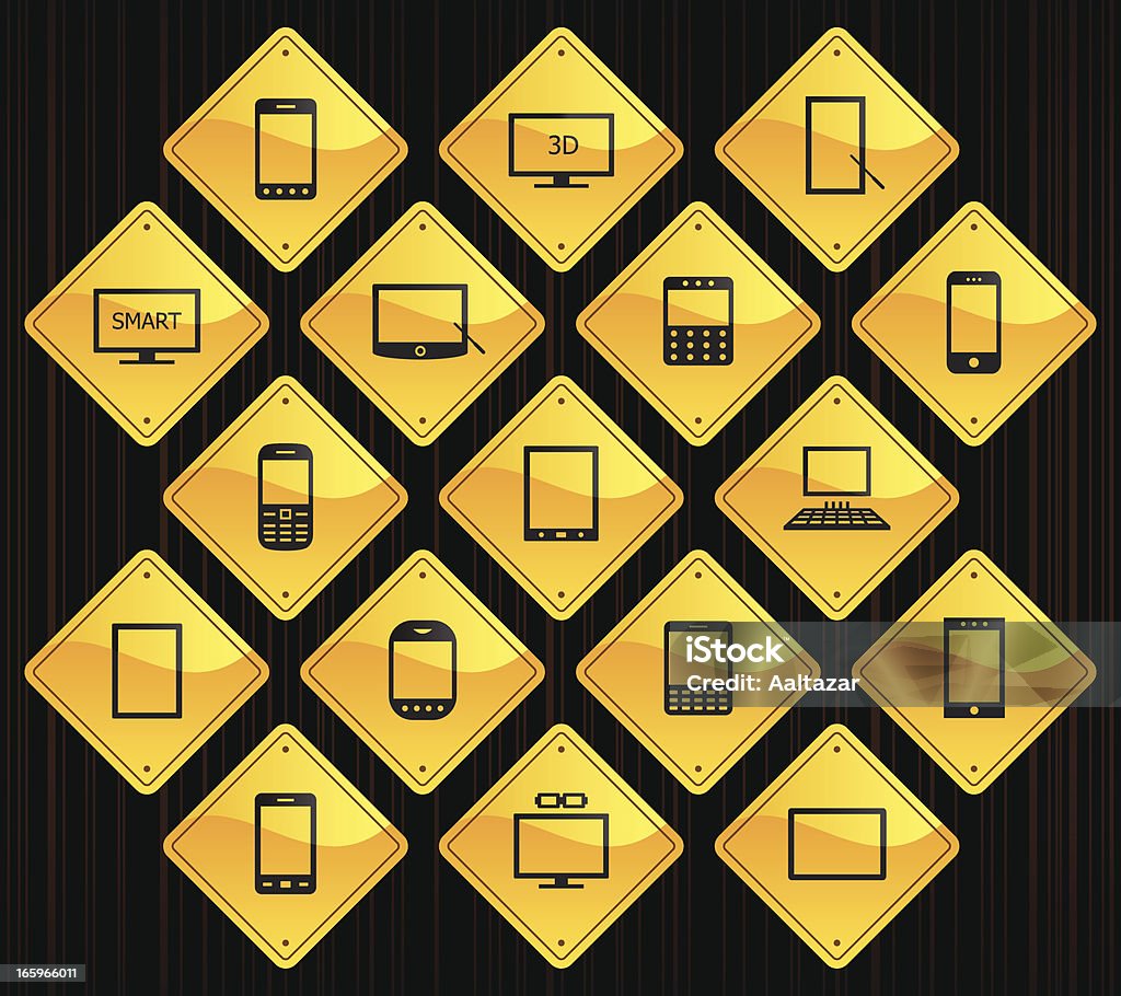 Желтый дорожных знаков-смарт-устройств - Векторная графика SIM-карта роялти-фри