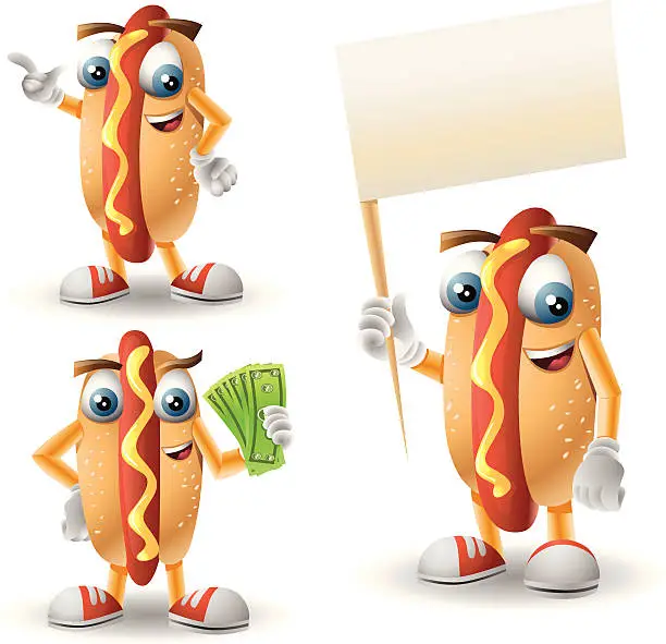Vector illustration of Mr. Hot Dog: 3 in 1