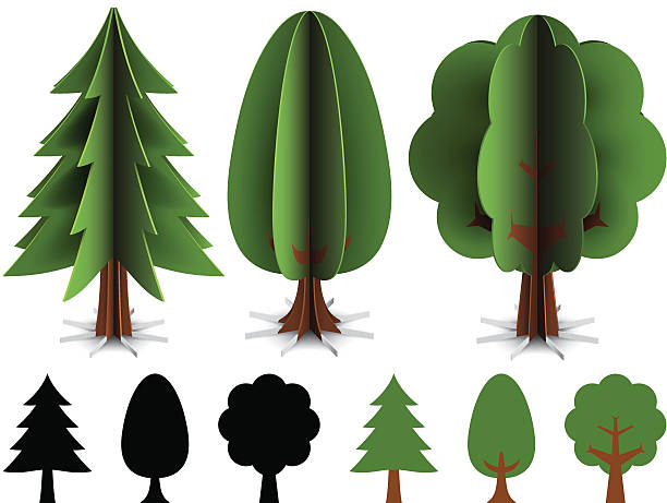 Paper trees vector art illustration