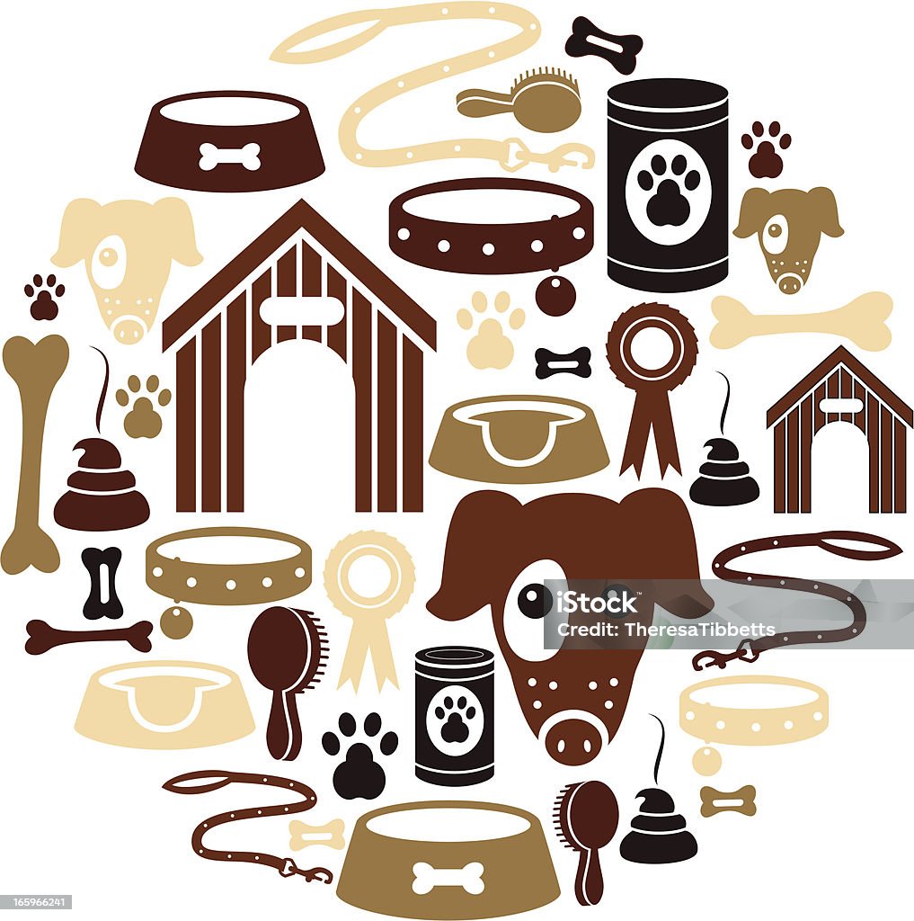 Conjunto de iconos de perro - arte vectorial de Correa para mascota libre de derechos