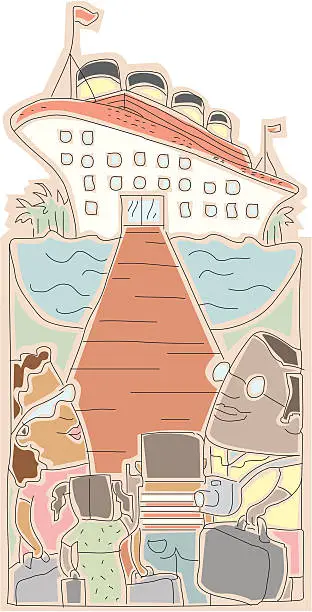 Vector illustration of Cruise ship vacation