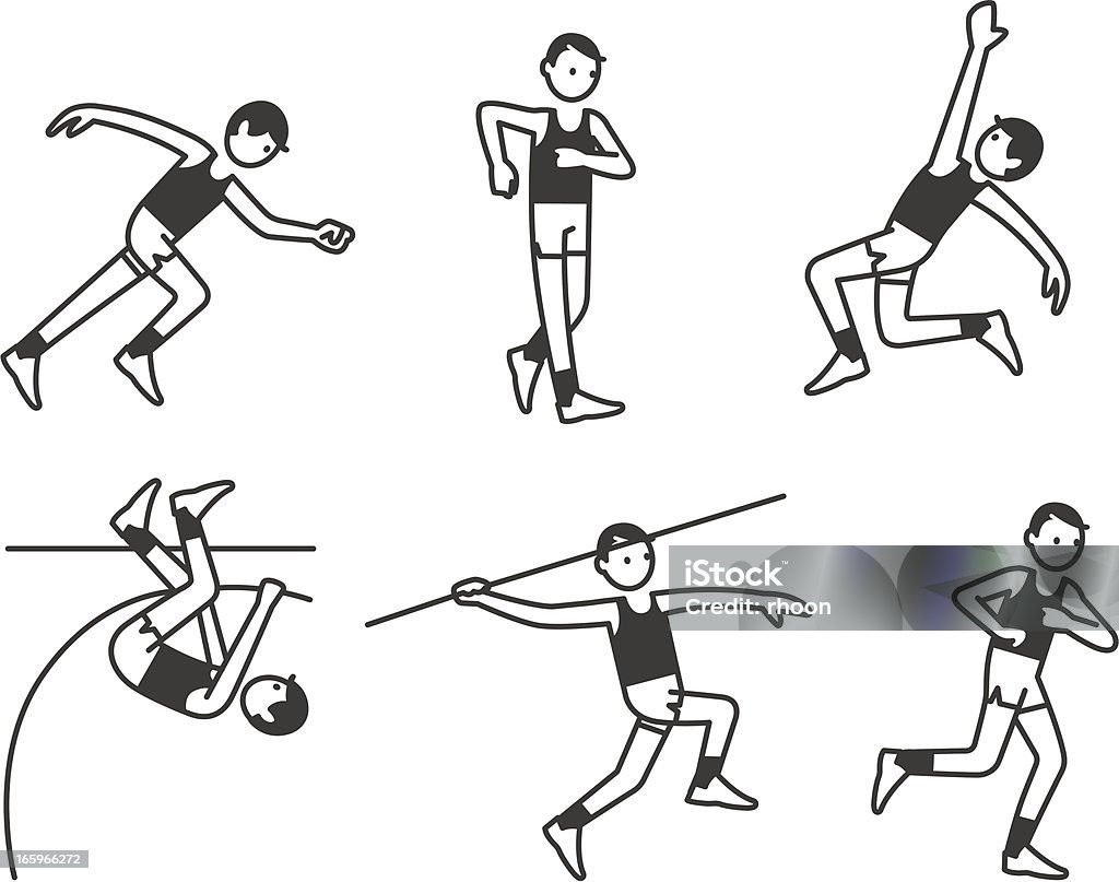 Athletics Men Set of 6 athletics illustrations. Available illustrations in 12 women and 12 men. Power Walking stock vector