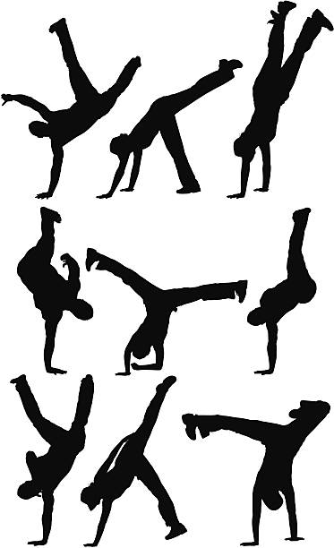 mehrere silhouette von menschen beim capoeira - capoeira brazilian culture dancing vector stock-grafiken, -clipart, -cartoons und -symbole