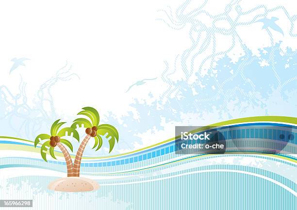 Sea Background With Net And Seagulls Palms Stock Illustration - Download Image Now - Abstract, Adventure, Animal Markings