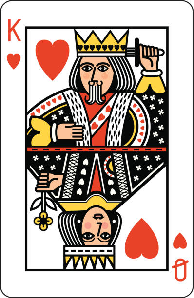 King and Queen of Hearts Playing Card vector art illustration