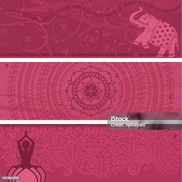 Masala Banner Rosa - Immagini vettoriali stock e altre immagini di Cultura indiana - Cultura indiana, Posizione della preghiera, Mandala