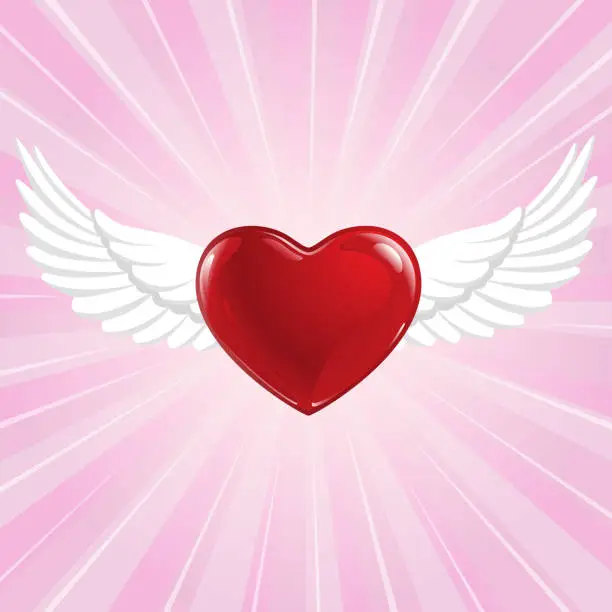Vector illustration of Flying Heart Symbol