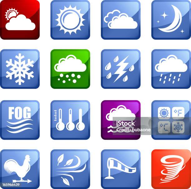 Arte Vettoriale Royaltyfree Meteo Super Vettoriale Icona Set Adesivi - Immagini vettoriali stock e altre immagini di Icona