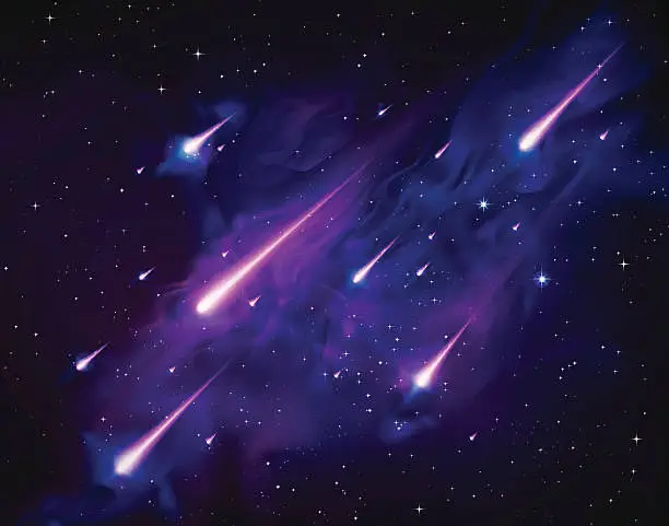 Vector illustration of Vector Meteor Star Shower Falling Skies