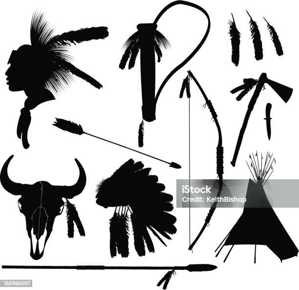 American Indian Hunting Equipment Stock Illustration - Download Image Now - Indigenous Peoples of the Americas, Indigenous North American Culture, In Silhouette