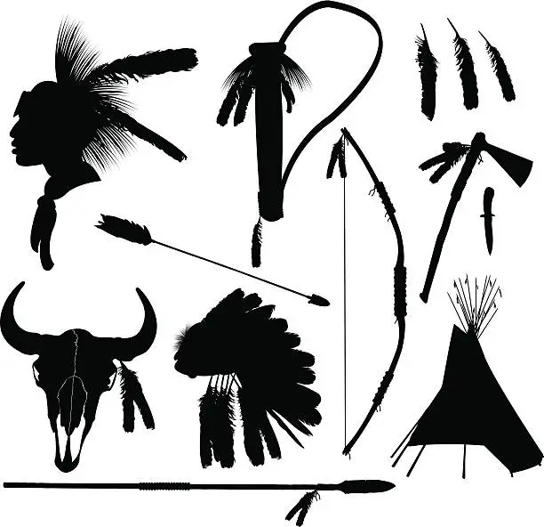 Vector illustration of American Indian Hunting Equipment