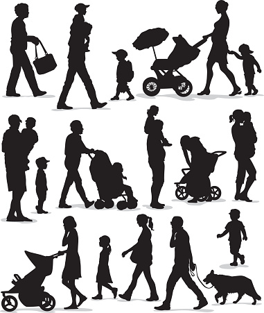 Family and Children Silhouette Set