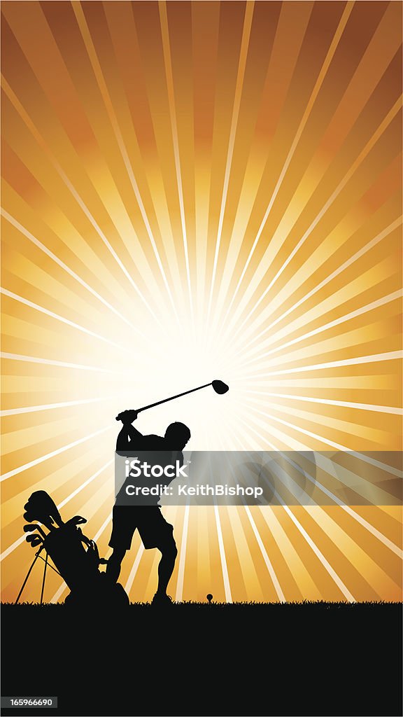Dla golfistów Teeing na pole golfowe grafika tła - Grafika wektorowa royalty-free (Golfista)